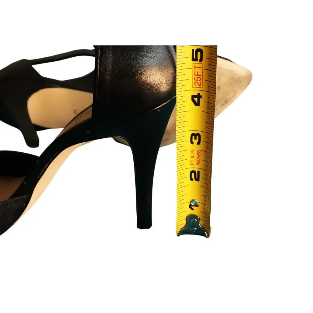 Gianni Bini Deeandra Heel Bow Ankle Strap Snakeskin Calf Hair Black 8.5 Stiletto